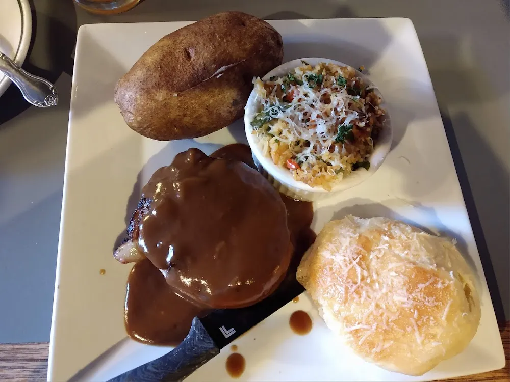 Steak Burger with Baked Potato